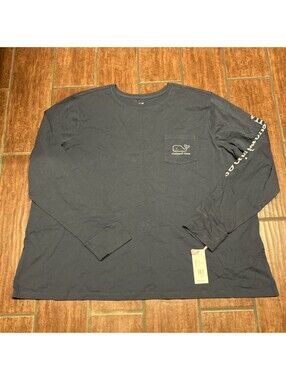 Vineyard Vines Womens Long Sleeve Tshirt Sz 3X Whale Logo Pocket Blazer Blue NWT
